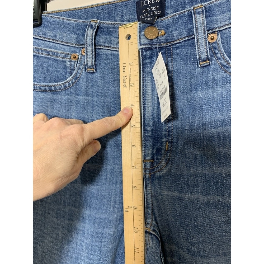 NEW J Crew Mid Rise Flare Crop Jeans Womens Size 27 Blue (actual 29x27) w/Tag - Picture 3 of 8